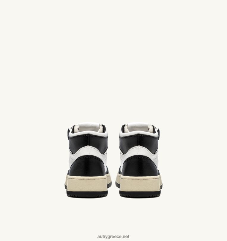 Autry άνδρες δίχρωμα mid sneakers medalist σε δερμάτινο λευκό και μαύρο 04FXF26 - Image 3