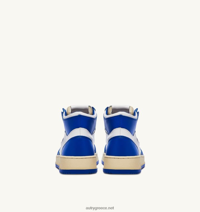 Autry άνδρες δίχρωμα mid sneakers medalist σε δερμάτινο λευκό και prince blue 04FXF24 - Image 3