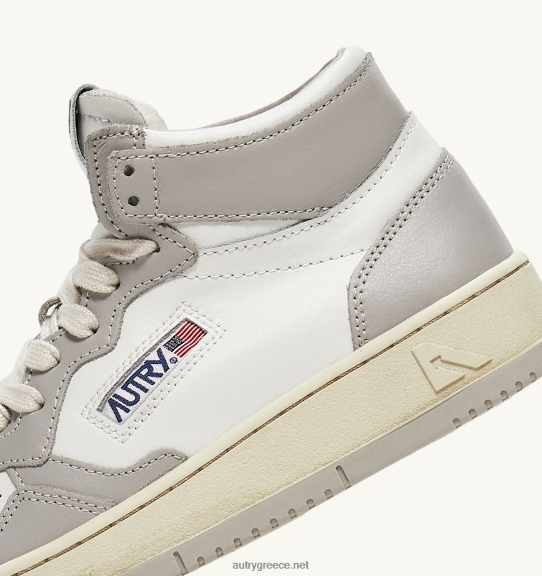 Autry άνδρες δίχρωμα mid sneakers medalist σε δερμάτινο λευκό και vapor τόνο 04FXF27 - Image 6