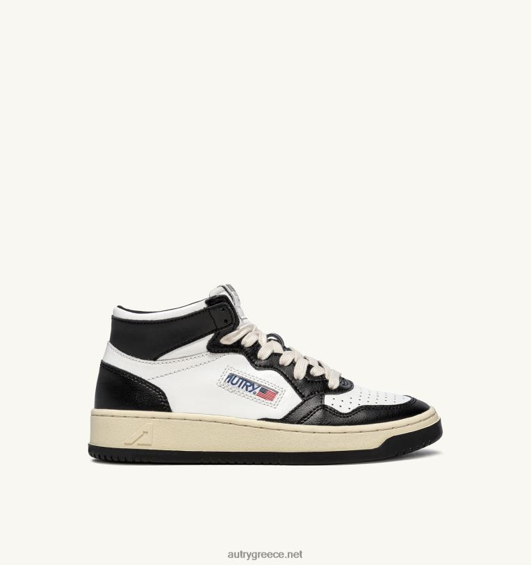 Autry άνδρες δίχρωμα mid sneakers medalist σε δερμάτινο λευκό και μαύρο 04FXF26 - Image 1