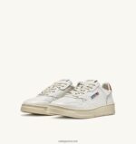 Autry άνδρες Ολυμπιονίκης χαμηλά αθλητικά παπούτσια σε δερμάτινο λευκό και σκουριά 04FXF7 - Image 2