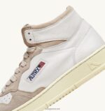 Autry άνδρες Ολυμπιονίκης mid sneakers σε λευκό δέρμα κατσίκας και σουέτ 04FXF38 - Image 6