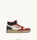 Autry άνδρες σούπερ vintage μετάλλιο mid sneakers σε δερμάτινο λευκό κόκκινο μπλε 04FXF33