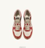 Autry άνδρες σούπερ vintage μετάλλιο mid sneakers σε δερμάτινο λευκό κόκκινο μπλε 04FXF33 - Image 5