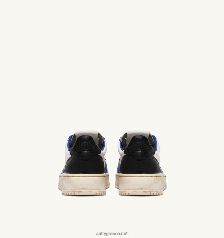 Autry άνδρες σούπερ vintage χαμηλά sneakers σε δερμάτινο λευκό μπλε και μαύρο 04FXF28 - Image 3