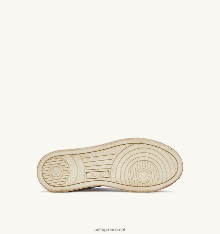Autry άνδρες σούπερ vintage χαμηλά sneakers σε δερμάτινο λευκό μπλε και μαύρο 04FXF28 - Image 4