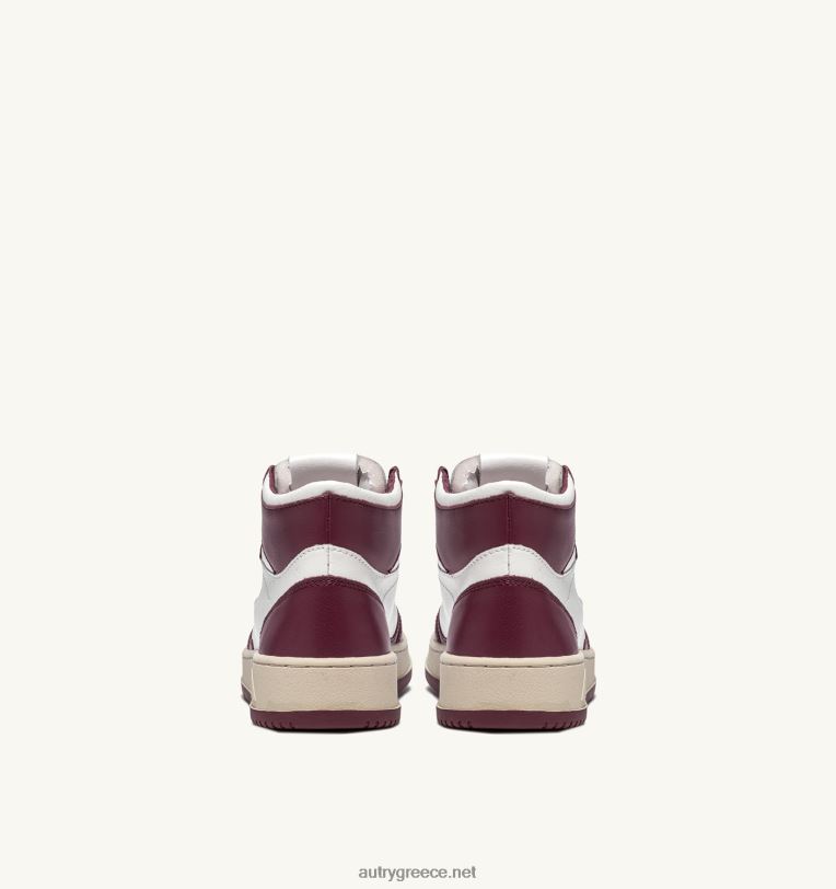 Autry άνδρες medalist mid sneakers σε δερμάτινο λευκό μπορντό 04FXF25 - Image 3