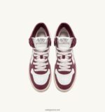 Autry άνδρες medalist mid sneakers σε δερμάτινο λευκό μπορντό 04FXF25 - Image 5