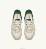 Autry άνδρες super vintage χαμηλά sneakers σε δερμάτινο λευκό ιβουάρ και πράσινο 04FXF64 - Image 5
