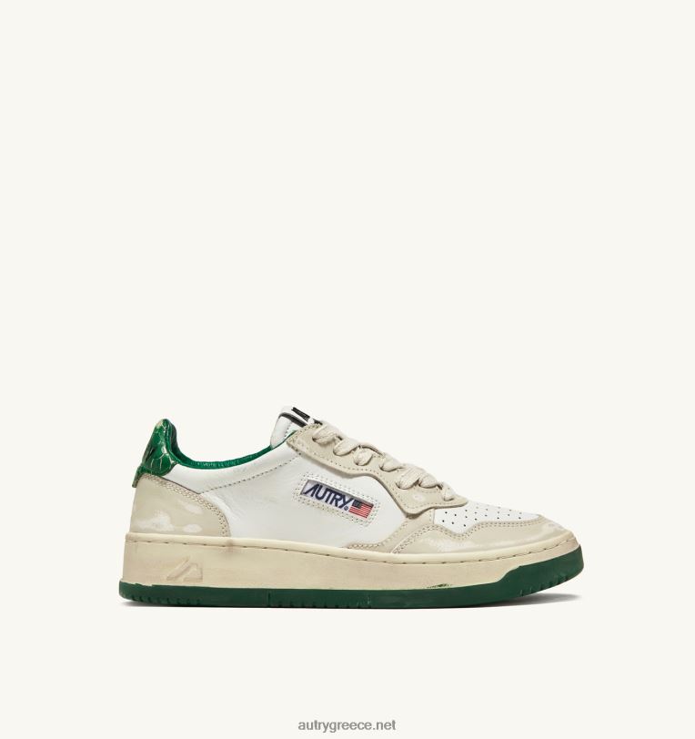 Autry άνδρες super vintage χαμηλά sneakers σε δερμάτινο λευκό ιβουάρ και πράσινο 04FXF64 - Image 1