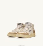 Autry άνδρες super vintage mid sneakers σε κιτρινωπό εφέ δερμάτινο λευκό 04FXF67 - Image 2