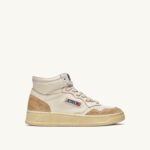 Autry άνδρες super vintage mid sneakers σε κιτρινωπό εφέ δερμάτινο λευκό 04FXF67