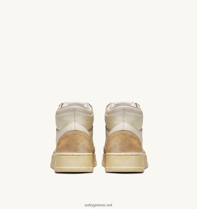 Autry άνδρες super vintage mid sneakers σε κιτρινωπό εφέ δερμάτινο λευκό 04FXF67 - Image 3