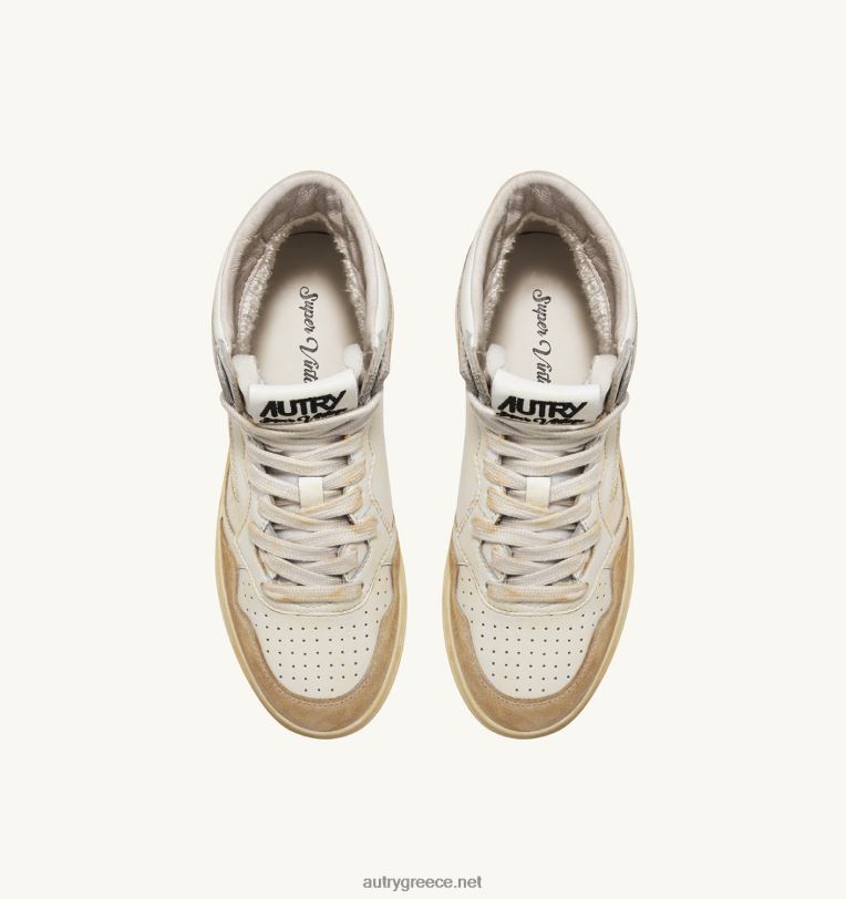 Autry άνδρες super vintage mid sneakers σε κιτρινωπό εφέ δερμάτινο λευκό 04FXF67 - Image 5