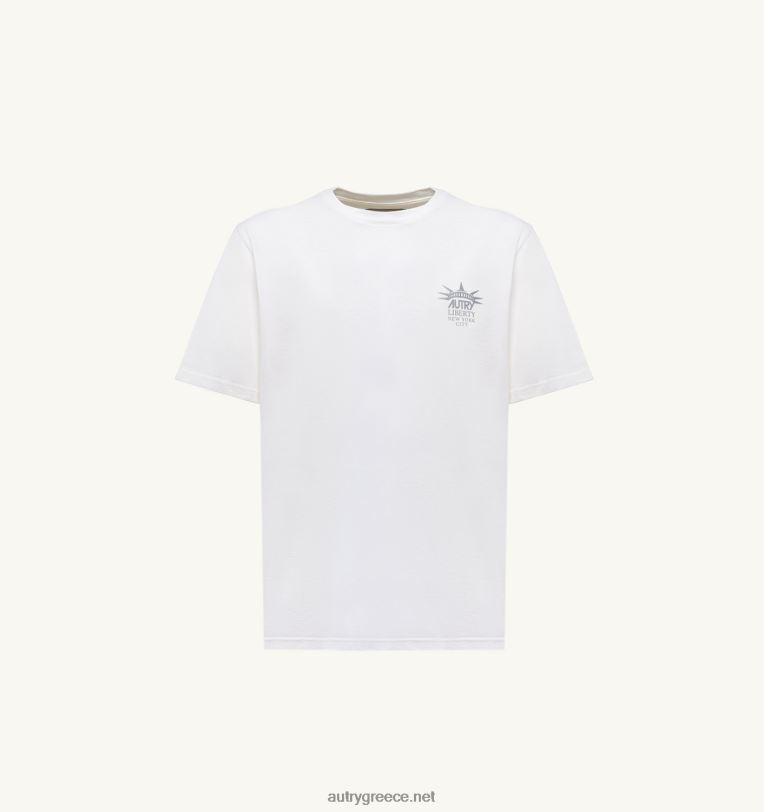 Autry άνδρες T-shirt με λαιμόκοψη liberty print crew λευκό 04FXF117 - Image 5