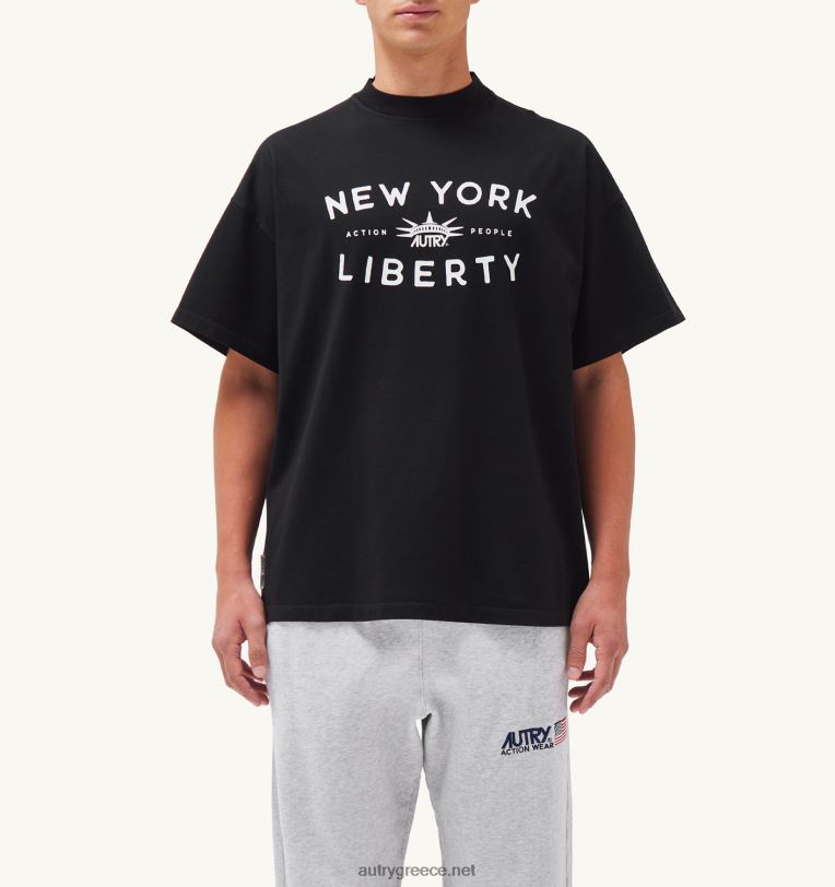 Autry άνδρες T-shirt με λαιμόκοψη liberty print crew μαύρο 04FXF115 - Image 1