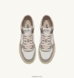 Autry γυναίκες δίχρωμα mid sneakers medalist σε δερμάτινο λευκό και vapor τόνο 04FXF236 - Image 5