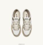 Autry γυναίκες δίχρωμα mid sneakers medalist σε δερμάτινο λευκό και πλατινέ 04FXF237 - Image 5