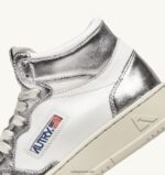 Autry γυναίκες δίχρωμα mid sneakers medalist σε δερμάτινο λευκό και ασημί 04FXF238 - Image 6