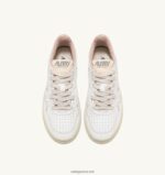 Autry γυναίκες Ολυμπιονίκης χαμηλό sneaker σε pelle morbida di capra e spugna bianco e πούδρα 04FXF223 - Image 5