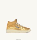 Autry γυναίκες Ολυμπιονίκης mid sneakers από μπρούτζινο πλαστικοποιημένο δέρμα κατσίκας 04FXF209