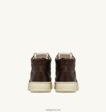 Autry γυναίκες Ολυμπιονίκης mid sneakers σε έβενο καφέ πλαστικοποιημένο δέρμα κατσίκας 04FXF210 - Image 3