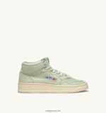 Autry γυναίκες Ολυμπιονίκης mid sneakers σε απαλό δέρμα κατσίκας cel green 04FXF230
