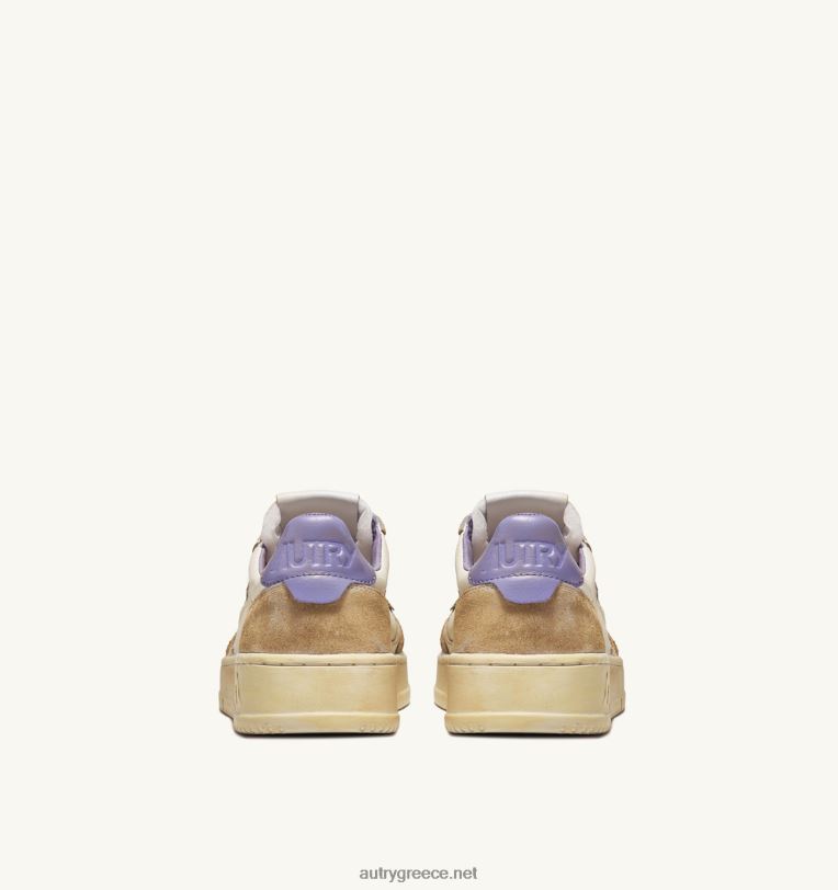 Autry γυναίκες σούπερ vintage χαμηλά sneakers σε κιτρινωπό εφέ δέρμα λευκό και λεβάντα 04FXF267 - Image 3