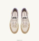Autry γυναίκες σούπερ vintage χαμηλά sneakers σε κιτρινωπό εφέ δέρμα λευκό και λεβάντα 04FXF267 - Image 5