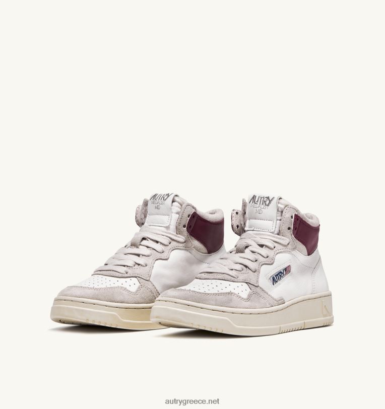 Autry γυναίκες medalist mid sneakers σε λευκό και μπορντό δέρμα κατσίκας και σουέτ 04FXF233 - Image 2
