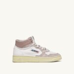 Autry γυναίκες medalist mid sneakers σε λευκό και ροζ δέρμα κατσίκας και σουέτ 04FXF231