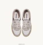 Autry γυναίκες medalist mid sneakers σε λευκό και ροζ δέρμα κατσίκας και σουέτ 04FXF231 - Image 5