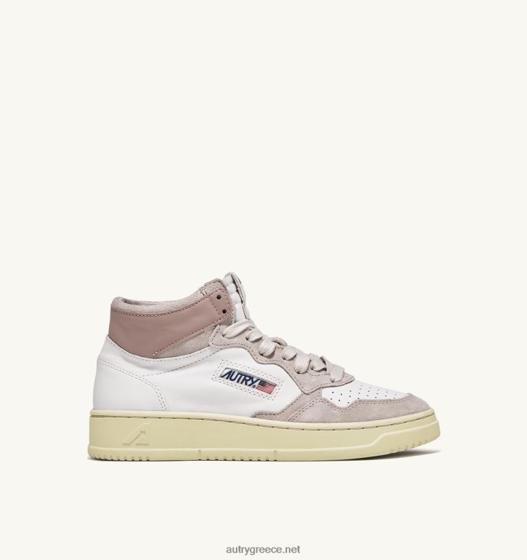 Autry γυναίκες medalist mid sneakers σε λευκό και ροζ δέρμα κατσίκας και σουέτ 04FXF231 - Image 1