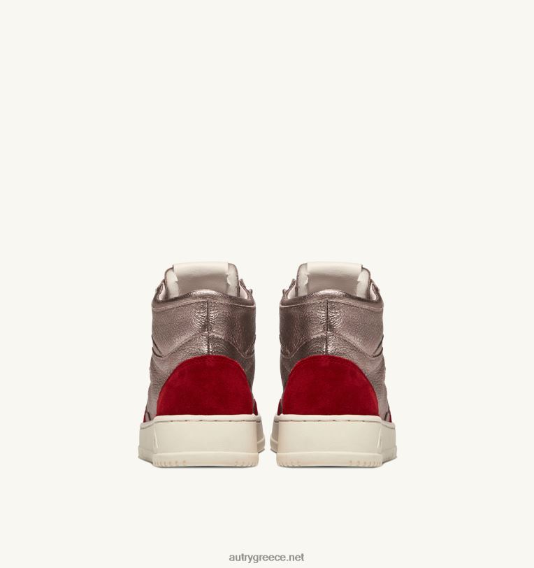 Autry γυναίκες medalist mid sneakers σε χάλκινο καφέ και κόκκινο δέρμα και σουέτ 04FXF234 - Image 3