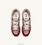 Autry γυναίκες medalist mid sneakers σε χάλκινο καφέ και κόκκινο δέρμα και σουέτ 04FXF234 - Image 5