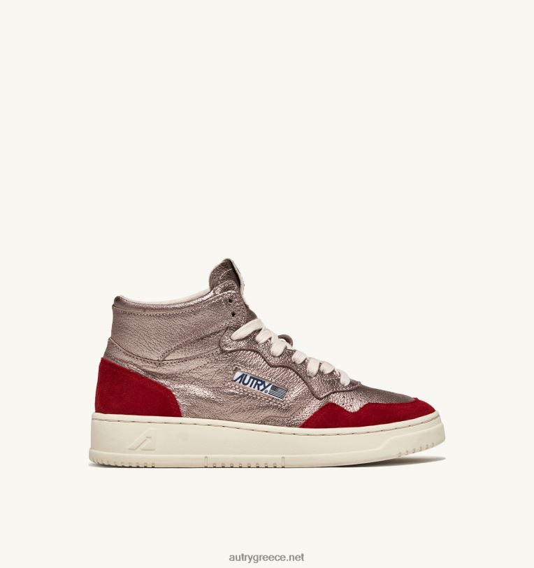 Autry γυναίκες medalist mid sneakers σε χάλκινο καφέ και κόκκινο δέρμα και σουέτ 04FXF234 - Image 1