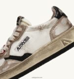 Autry γυναίκες super vintage χαμηλά sneakers σε διχτυωτό και σουέντ λευκό και oro 04FXF199 - Image 6