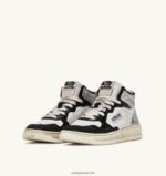 Autry γυναίκες super vintage mid sneakers σε δερμάτινο λευκό μαύρο και ασημί 04FXF204 - Image 2