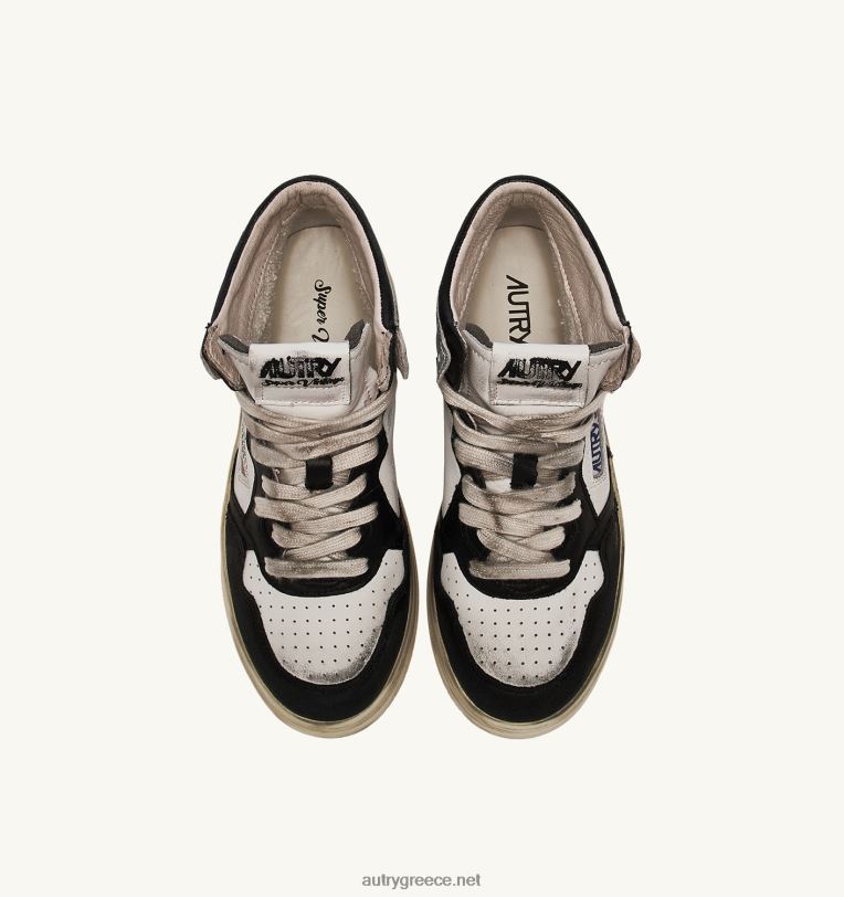 Autry γυναίκες super vintage mid sneakers σε δερμάτινο λευκό μαύρο και ασημί 04FXF204 - Image 5