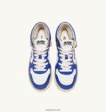 Autry γυναίκες super vintage mid sneakers σε δερμάτινο λευκό μπλε και μαύρο 04FXF203 - Image 5