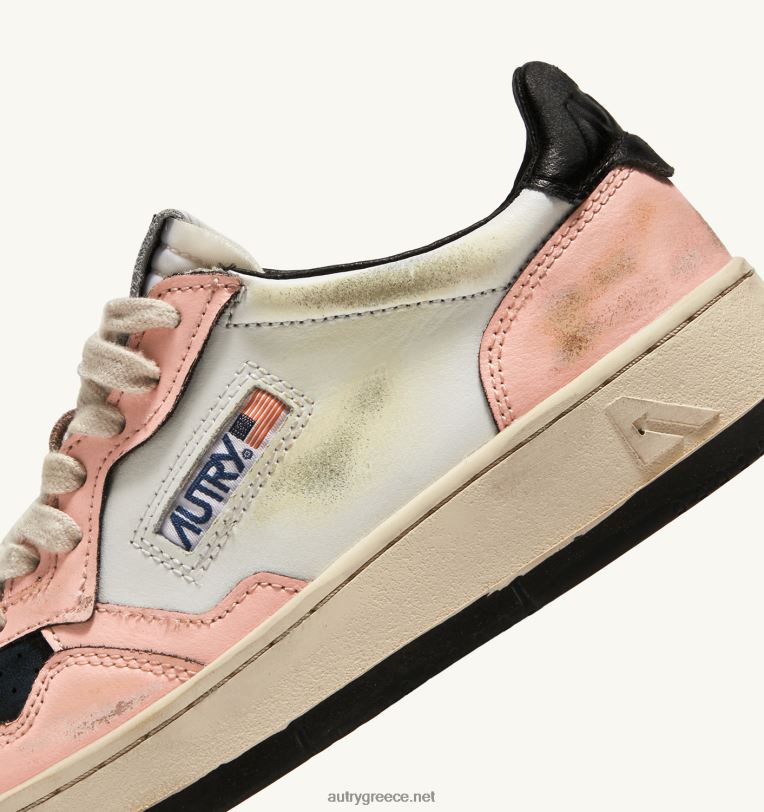 Autry γυναίκες super vintage mid sneakers σε δερμάτινο λευκό και ροζ 04FXF266 - Image 6
