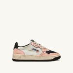 Autry γυναίκες super vintage mid sneakers σε δερμάτινο λευκό και ροζ 04FXF266