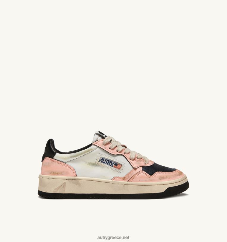 Autry γυναίκες super vintage mid sneakers σε δερμάτινο λευκό και ροζ 04FXF266 - Image 1